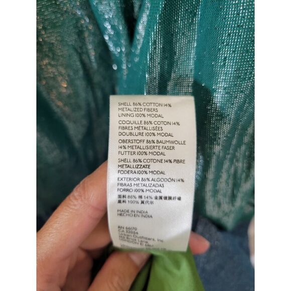 Anthropologie Maeve Metallic Ruffled One-Shoulder Color Block Belted Midi Dress - Picture 8 of 10